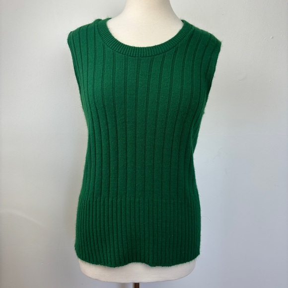 Vintage 70s Disco JCPenney Towncraft Green Orlon Acrylic Sweater Vest Women's M - Picture 13 of 13